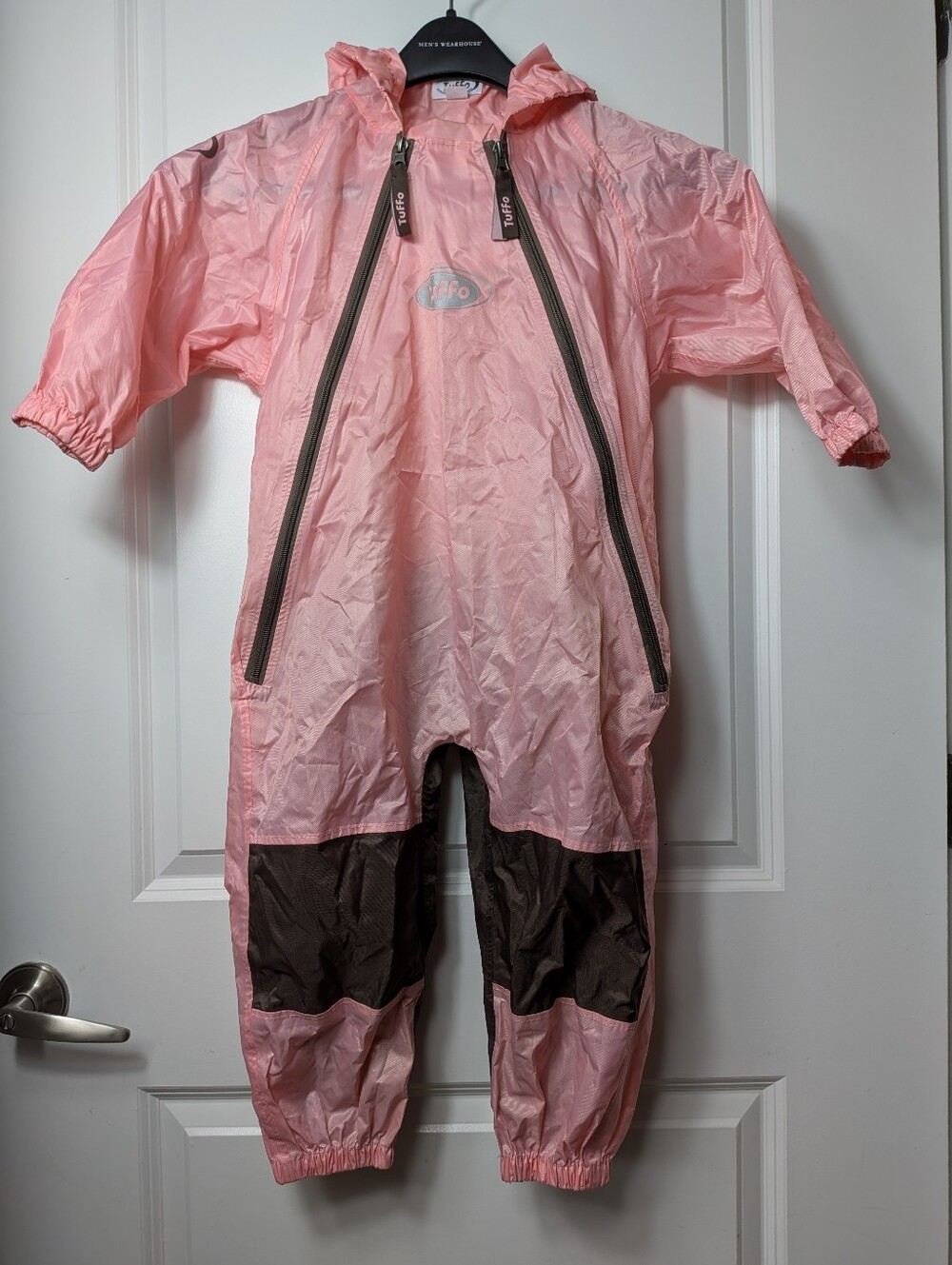 Tuffo Muddy Buddy Rain Suit Hooded Waterproof Pink Brown, Size 4T